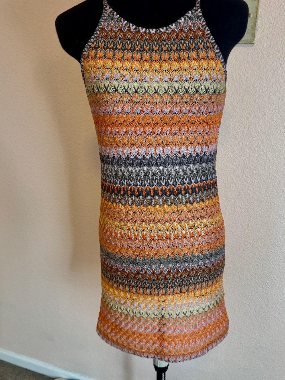 Festival Crochet Topshop Women's Multi Color Mini Dress Sz 6